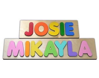Bubble Fonts Personalized Wooden Name Puzzles Child's Name, Custom Made Puzzle From Wood Word id247628260