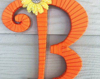 Summer Outdoors, Front Door Decor, Orange Decor, Summer Initial, Wall Letters, Letter B, Home Decor, Initial for Wall, Decorated Letters