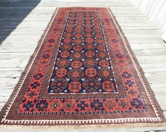 BALUCH RUG Beautiful Wool Good Condition Soft Colors 5'9"x3'0"/177x91 cm FREE Shipping Item No. R-103