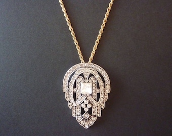 Art Deco Necklace Great Gatsby Necklace Art Nouveau Necklace Vintage Necklace Downton Abbey Downtown Abbey Gold Necklace Wedding Bridal