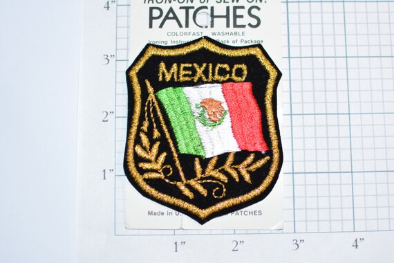 Mexico Patch Metallic Gold Thread Rare Vintage Iron On Travel Souvenir Jeans Jacket Backpack Embroidered E20b From Mexico Patch Metallic Gold Thread Rare Vintage Iron On Travel Souvenir Jeans Jacket Backpack Embroidered E20b From