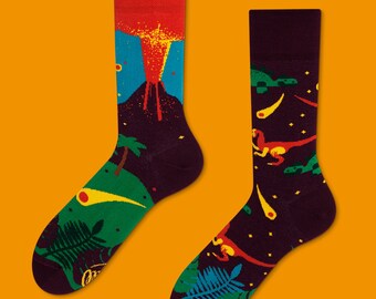The Dinosaur socks | men socks | colorful socks | cool socks | mismatched | womens socks | unique socks | patterned socks | animal socks |
