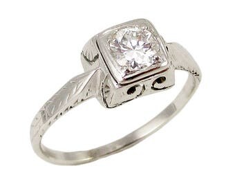 Antique Art Deco European Cut Diamond Ring