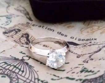 2 Carat Solitaire Engagement Ring, PASSION HIGH Man Made Diamond Ring, Solid Sterling Silver Wedding Ring, Diamond Simulated Ring, Synthetic