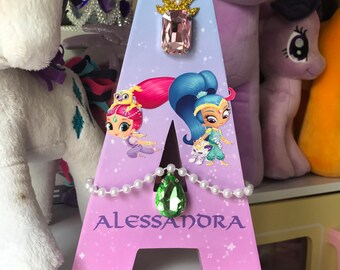 8" Personalized Shimmer and Shine Letters, Shimmer, Shine, table number, genie party, shimmer and shine, stand alone