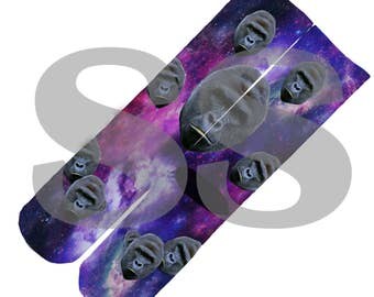 Custom Socks - Harambe Galaxy! Harambe Galaxy Space Stars Trippy Gorilla Ape RIP elites elite sock