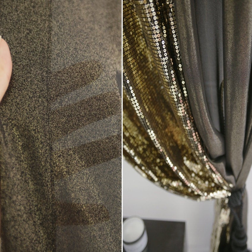 Gold Foil Black Sheer Curtain Glitter Voile Panel