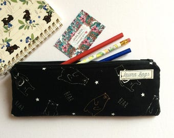Pencil case, bears pencil pouch, zipper pouch, funny