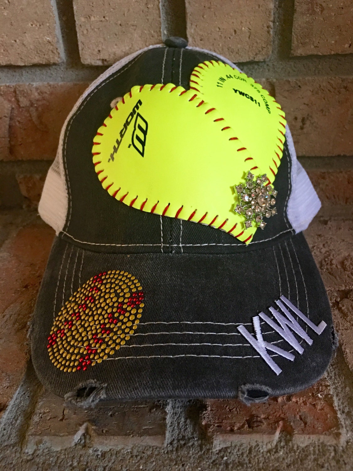 Softball Hat With Bling Personalized with Players Number or