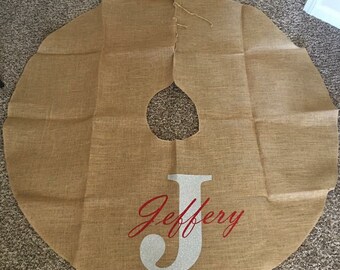 Burlap christmas tree skirt