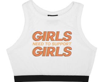 girls need to support BRALET TOP crop t shirt bustier tee womens fun tumblr hipster grunge goth 90s retro festival cute vegan power feminist