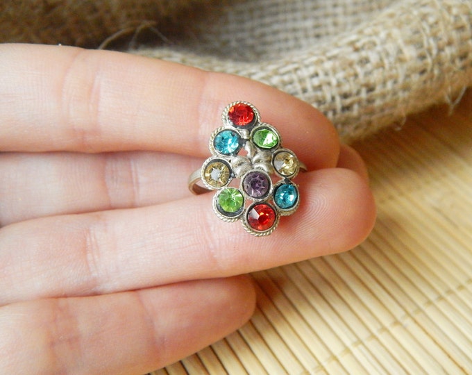 Metal toe ring, vintage jewelry, multicolor ethnic ring, adjustable ring, indian ring, gypsy vintage toe ring, boho toe ring, bohemian ring