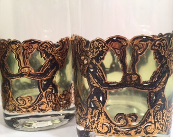 Culver Mid-Century Golden Angel and Urn Highball Glasses (Set of 6)