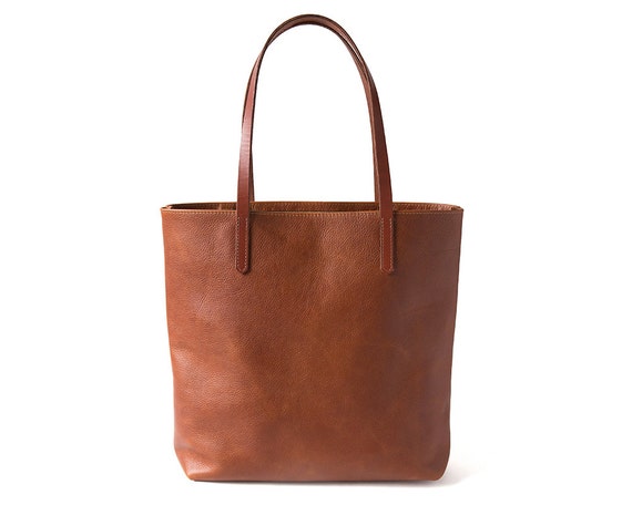 Cognac Leather Tote Bag // Large Soft Leather Bag // Brown