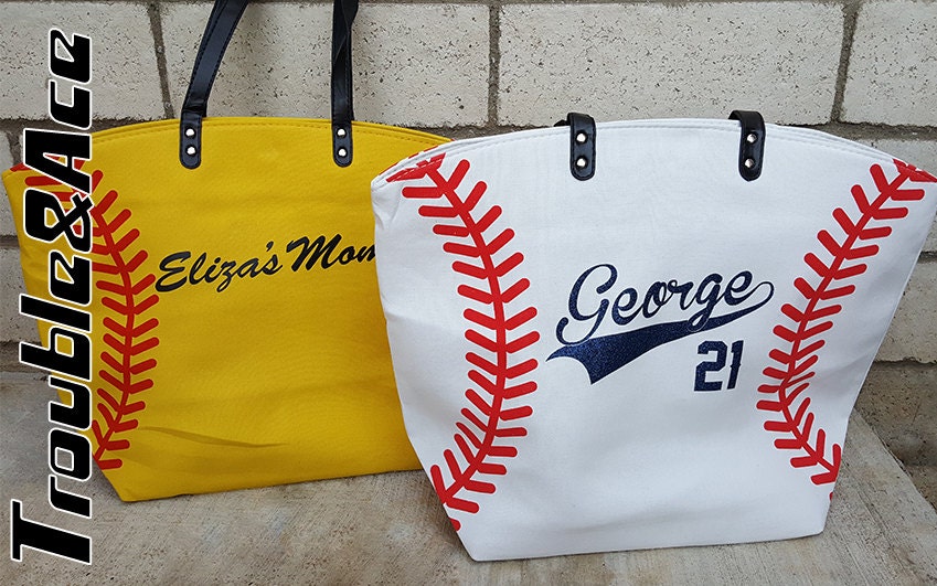 Personalized Softball Mom Tote Bags Yellow Softball Bag Tote