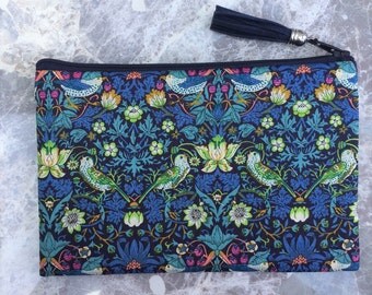 Liberty Print Strawberry Thief Make Up Bag/Cosmetic Bag/Zip Pouch/Tech pouch/handbag storage/liberty print coin purse/liberty zip clutch bag