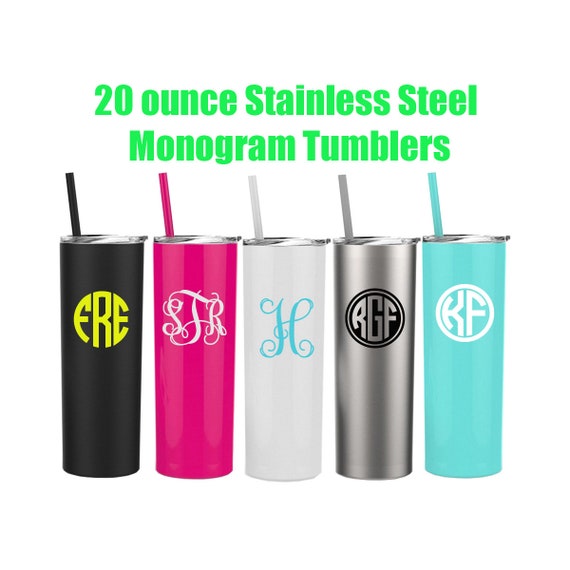 Steel Monogram Tumbler with straw Insulated Steel Cup