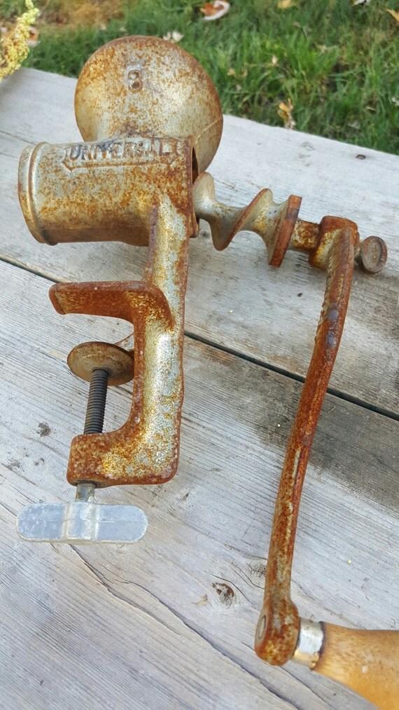 Vintage Universal Meat Grinder Made in USA Wood Handle