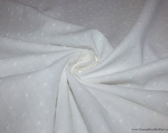 Cotton Swiss Dot Fabric - White on white - 100% Cotton - by the yard - 56" WIDE - EP Cotton #110
