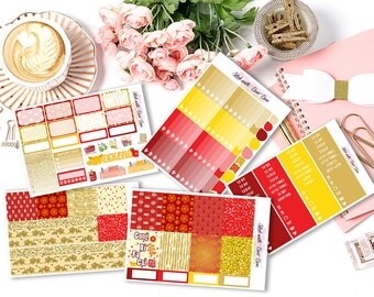 Chinese New Year 2017 Kiss-cut weekly kits planner stickers || Erin Condren planner vertical layout