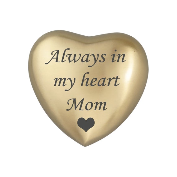 Always In My Heart Mom Golden Heart Urn Keepsake for Ashes