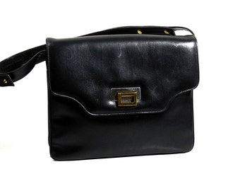 Sac vintage années 70 cuir noir