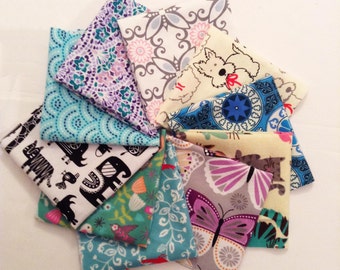 Ladies Handkerchiefs, Set of 10, Prints, Modern,Flannel Handkerchiefs, Reusable Tissues,Paperless Hankies,Womens Handkerchief WH806