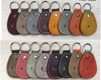 Leather key fob, key chain - two-tone