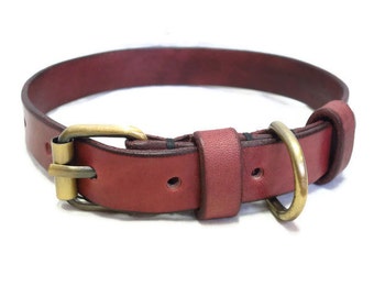 Leather dog collar : Handmade vegetable tan leather
