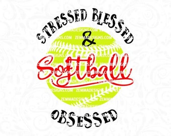 Softball obsessed svg, svg files, softball svg, softball love svg, sports svg, softball sister svg files, commercial use svg, softball dxf