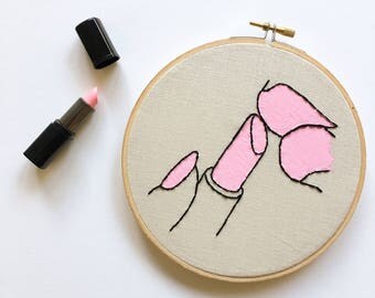 Pop Art Embroidery - Lips Embroidery Hoop Art
