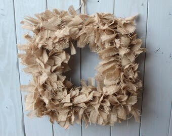 rustic burlap wreath - burlap wreath - rag wreath - farmhouse decor - square wreath - farmhouse wreath - rustic home decor - rustic decor