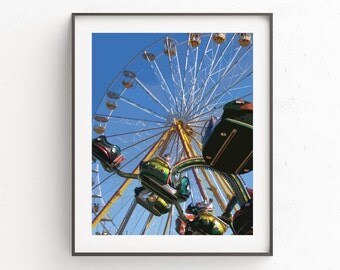 Ferris Wheel Print, Carnival Wall Print, Ferris Wheel Art, Carnival Art, Carnival Wall Decor, Instant Download, Blue Wall Art, Wall Pictures