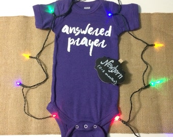 SALE: Answered Prayer Onesie in Purple Newborn (fits 0-3 months)