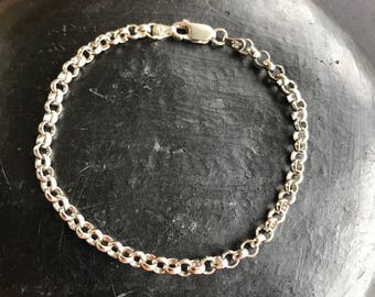Sterling Silver rolo chain bracelet vintage 925 71/2"