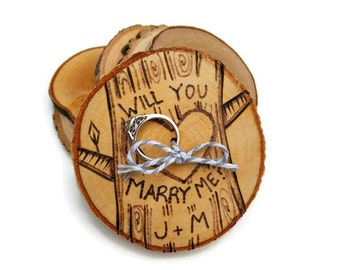 custom proposal ring holder, will you marry me, marry me holder, engagement ring holder, rustic ring holder, wood ring holder, gift for her