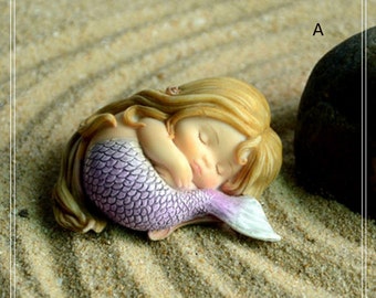 Zakka Resin Mermaid FIgure Fairy Garden Accessories Miniature Home Decor Display Desk Decoration Aquarium Terrarium Suppliers