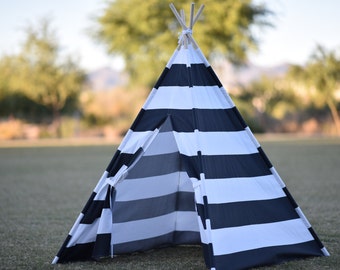 Stripe Canvas Plain Kids Teepee, Kids Play Tent, Childrens Play House, Tipi,Kids Room Decor