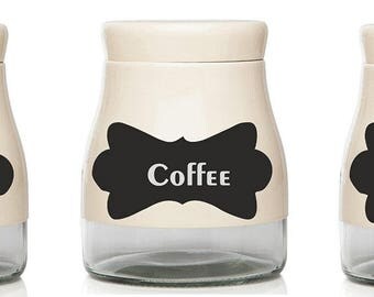 Set of Coffee/Sugar/Tea Vinyl Decal Sticker Labels for Storage Jars Canisters not included