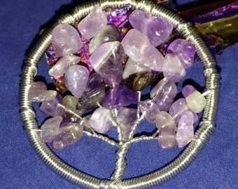 Amethyst Tree of Life Pendant Necklace
