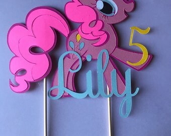 Custom, handmade, personalized My Little Pony cake topper for birthday party with age
