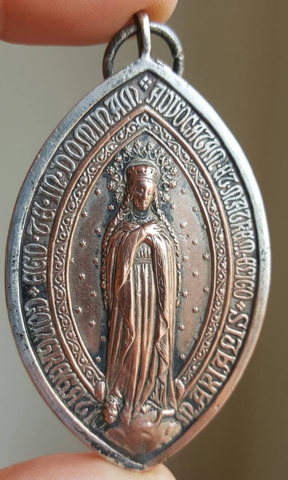 Large Blessed Mother Mary Medal Pendant Blessed Virgin Mary