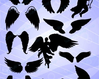 angel Silhouette / svg files / angel clipart / High Quality/ wings silhouette / angel wings clipart / EPS / angel black silhouette /digital