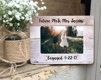 SUMMER SALE Engaged Picture Frame Gift Engagement Recently Engaged Gift Personalized Custom Picture Frame Recently Engaged Couple