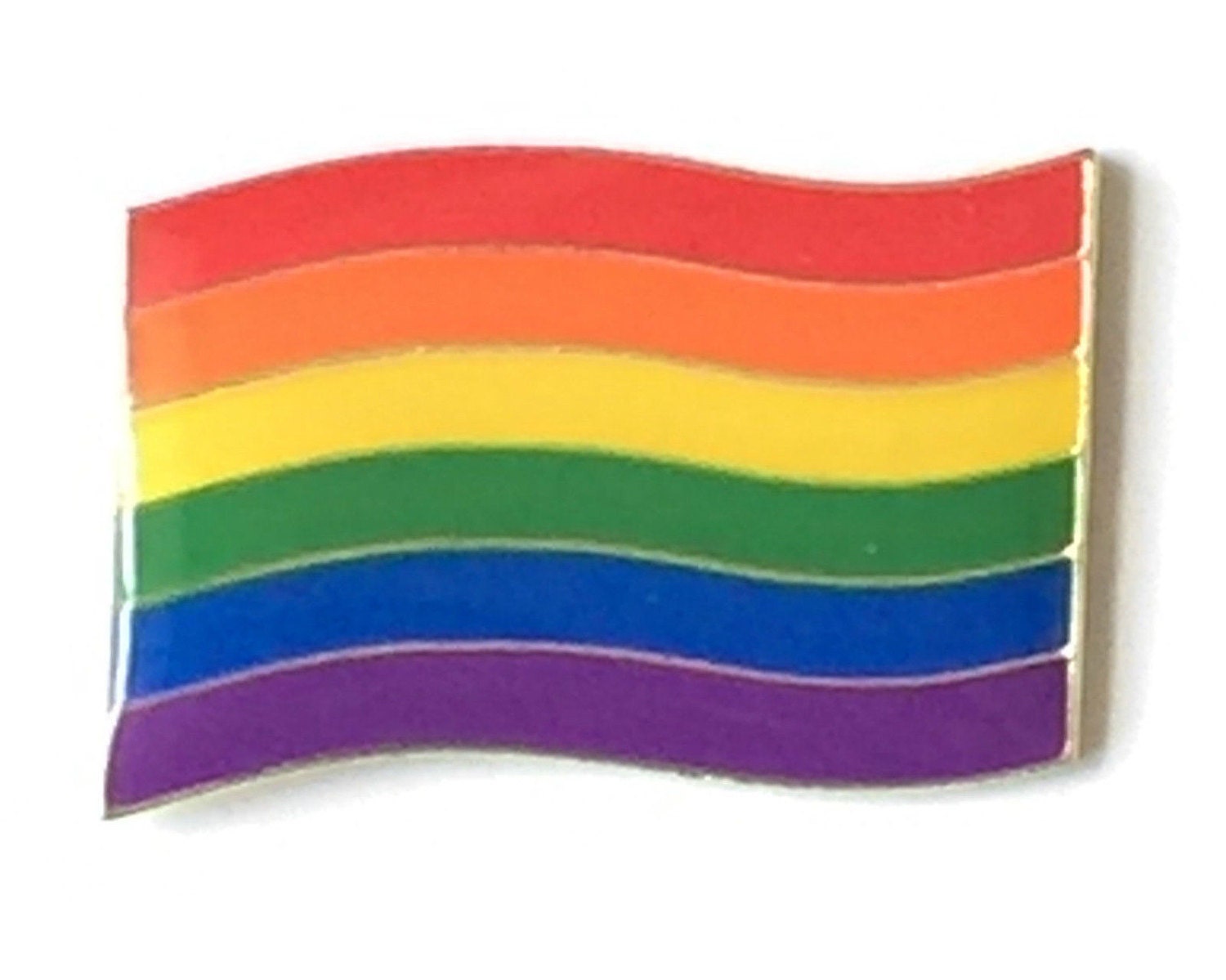 Rainbow Lgbt Gay Pride Wavy Flag Pin Badge Gold Plated