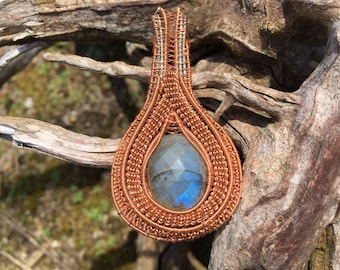 Labradorite and copper pendant