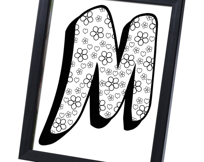 Letter M Coloring Page, Printable M Coloring Poster For Adult And Kid