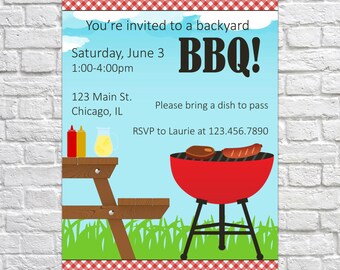 Items Similar To Summer Block Party   Backyard Bbq Invitation - Digital 