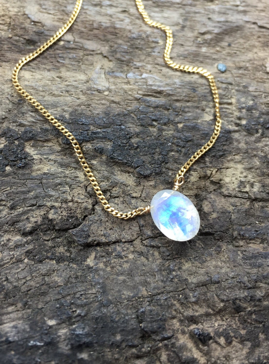 June birthstone necklace rainbow moonstone necklace dainty