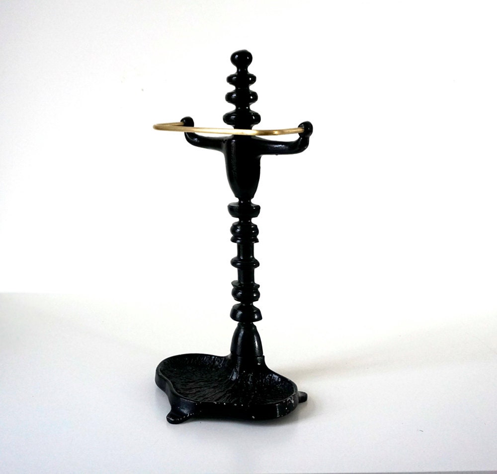 English Antique Cast Iron & Brass Umbrella Stand Umbrella